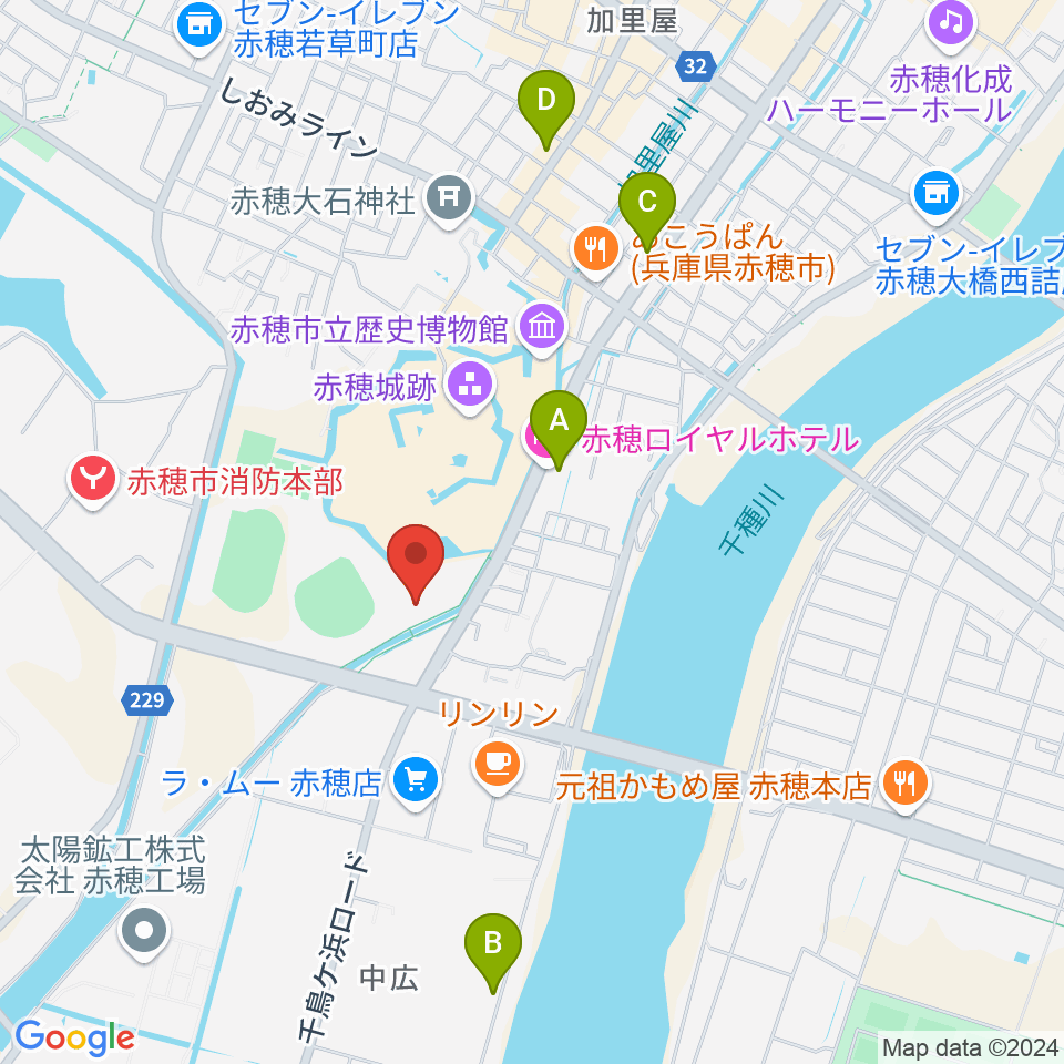 品川リフラ赤穂市民総合体育館周辺のホテル一覧地図