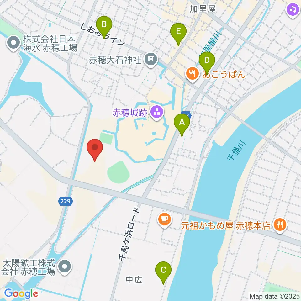 赤穂城南緑地陸上競技場周辺のホテル一覧地図