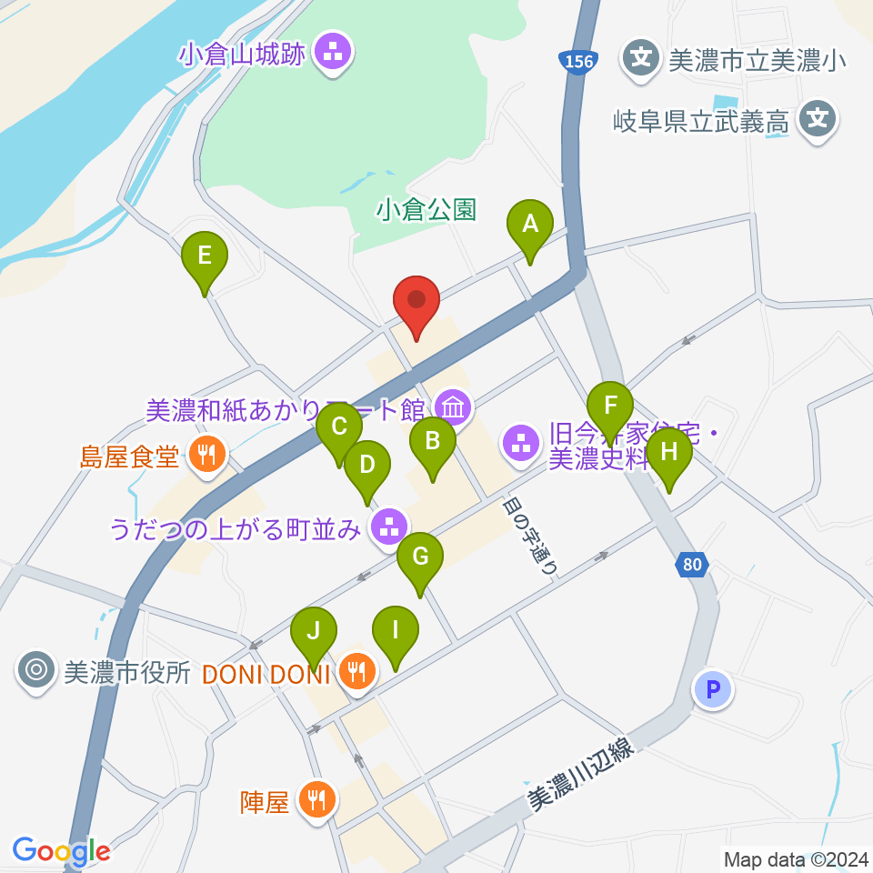 美濃市文化会館周辺のホテル一覧地図