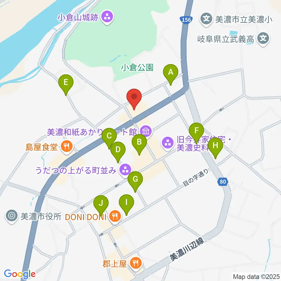 美濃市文化会館周辺のホテル一覧地図