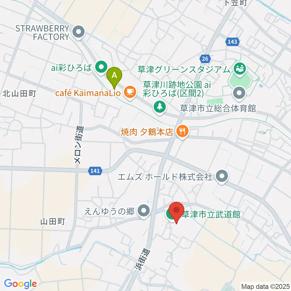 草津市立武道館周辺のホテル一覧地図