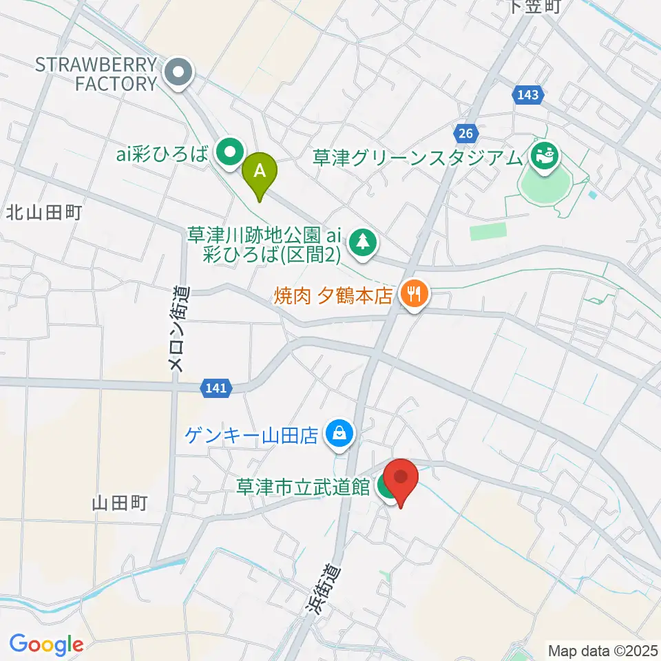 草津市立武道館周辺のホテル一覧地図