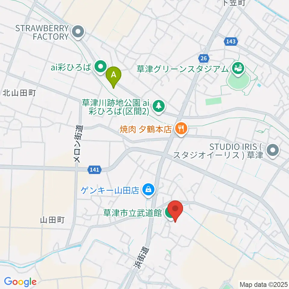 草津市立武道館周辺のホテル一覧地図