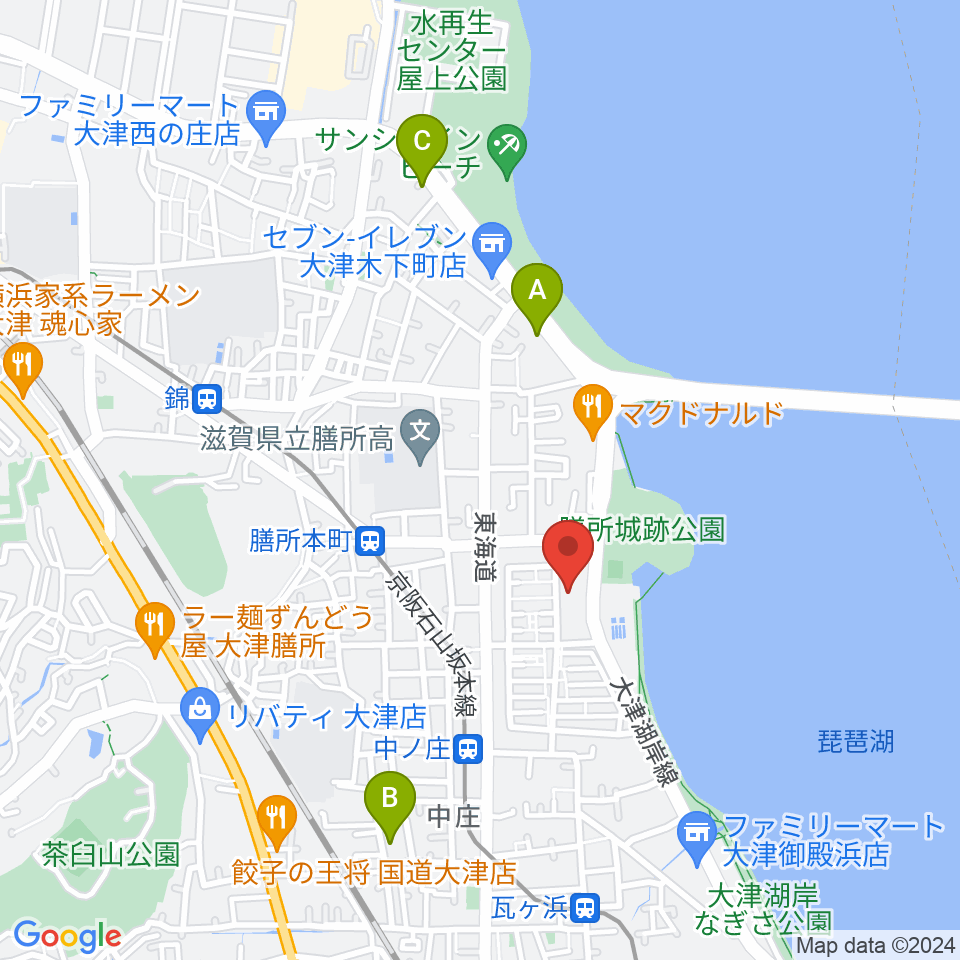 大津市生涯学習センター周辺のホテル一覧地図