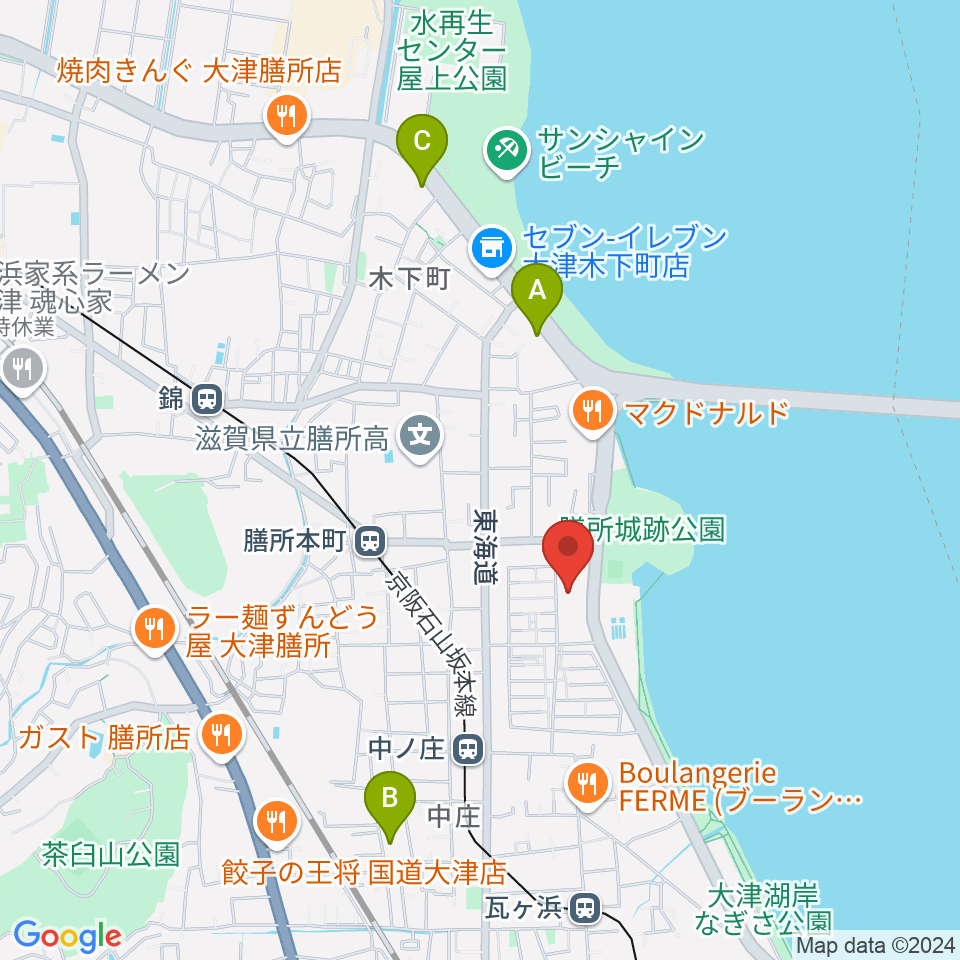 大津市生涯学習センター周辺のホテル一覧地図