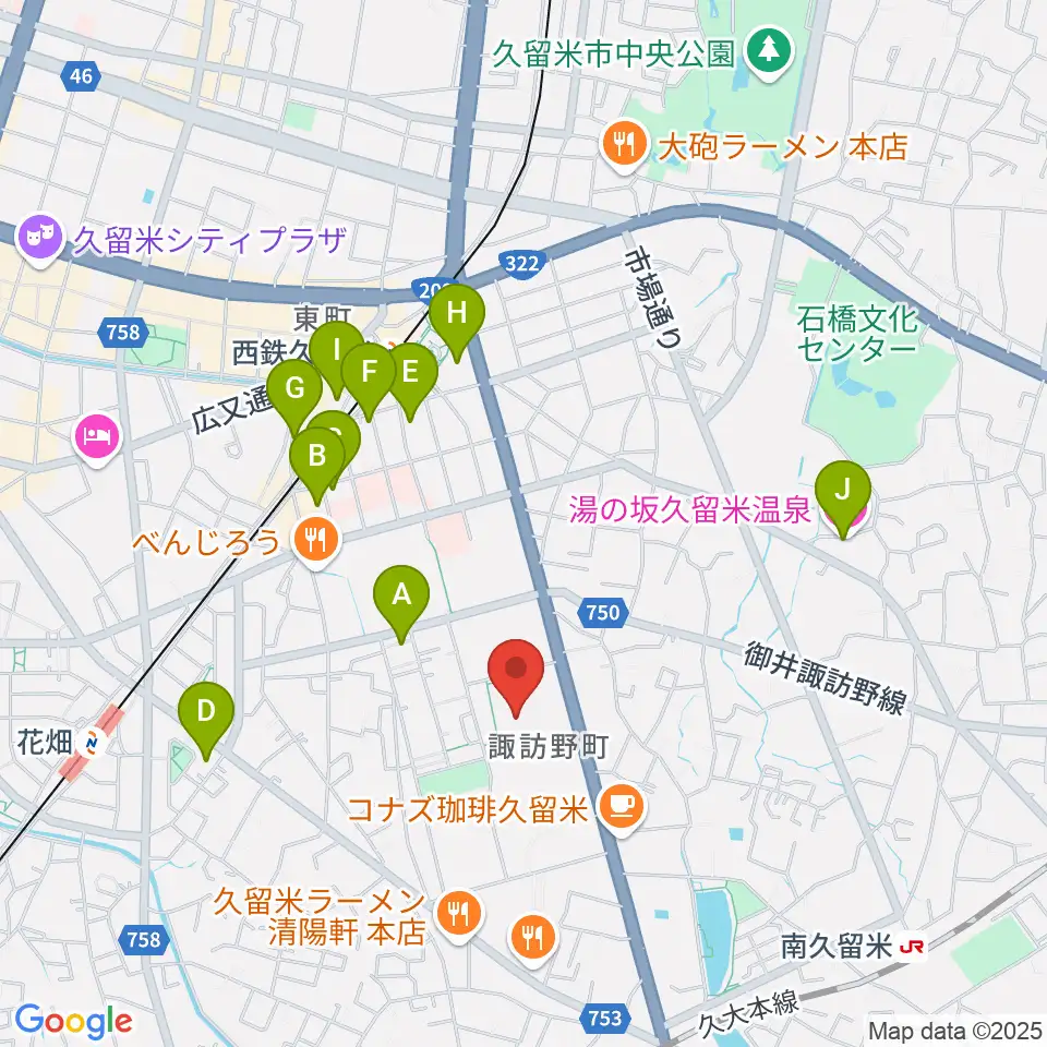 えーるピア久留米 生涯学習センター周辺のホテル一覧地図