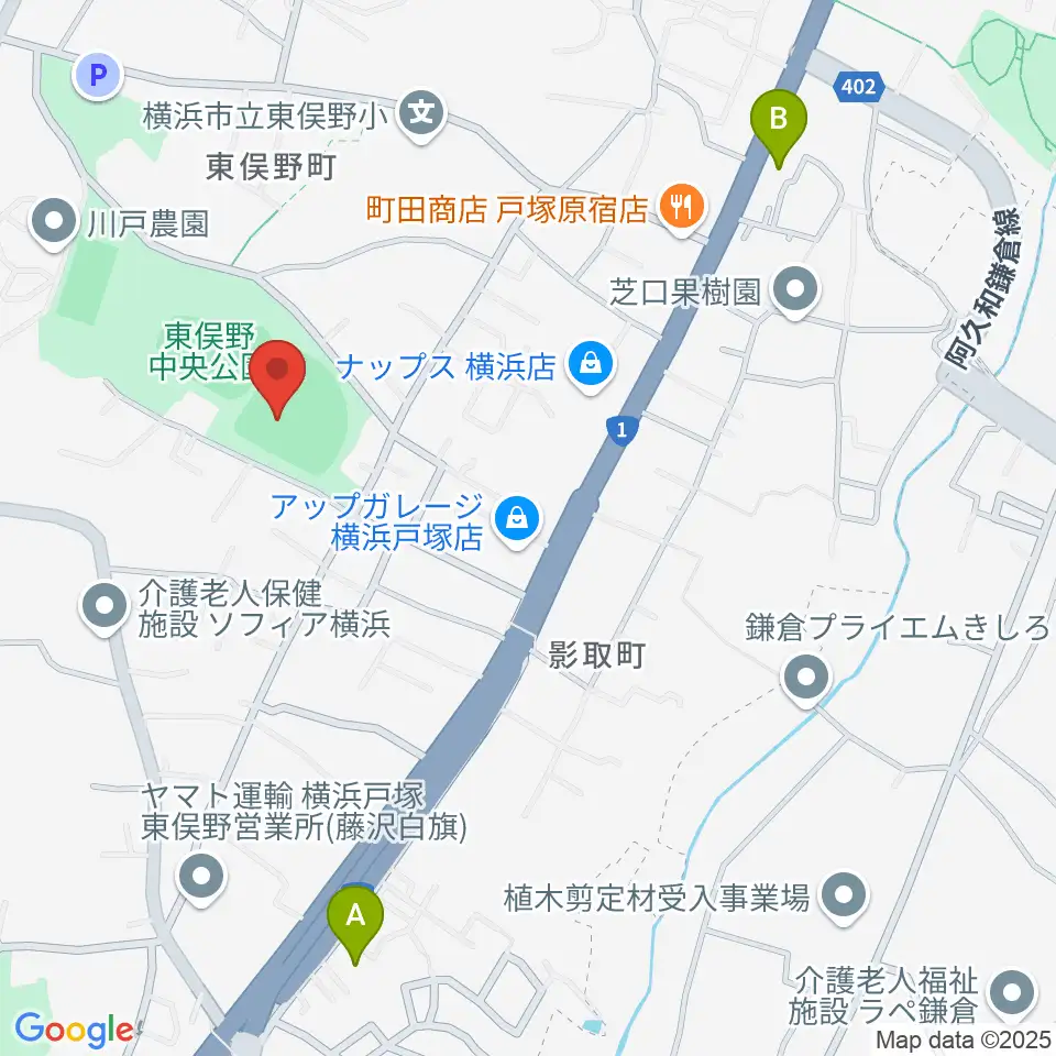 東俣野中央公園運動広場周辺のホテル一覧地図