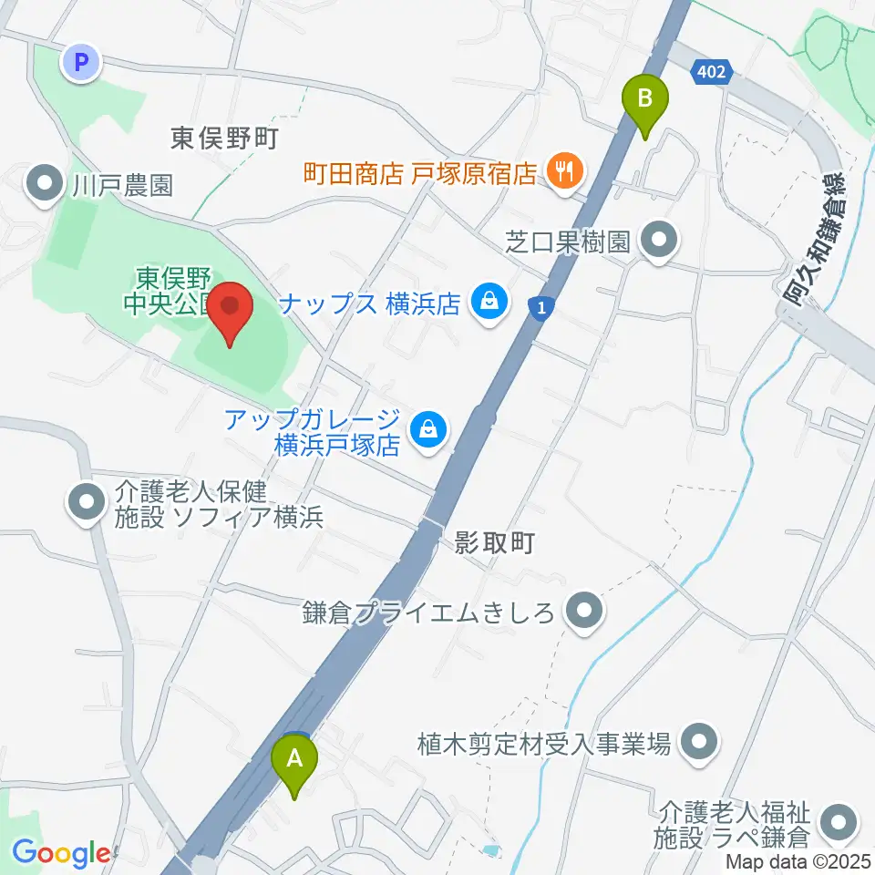 東俣野中央公園運動広場周辺のホテル一覧地図