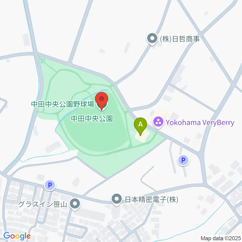 中田中央公園野球場周辺のホテル一覧地図