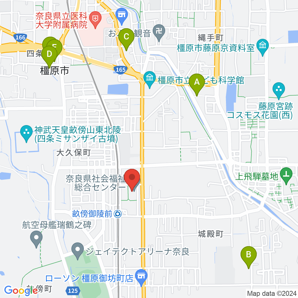 奈良県社会福祉総合センター周辺のホテル一覧地図