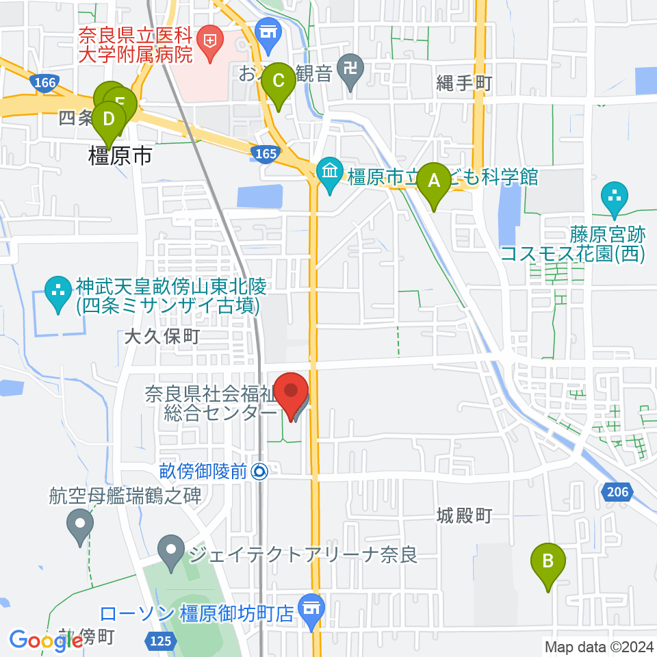 奈良県社会福祉総合センター周辺のホテル一覧地図