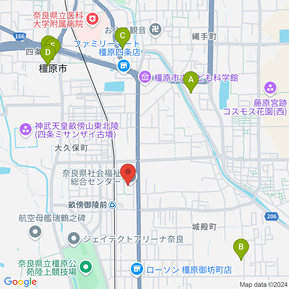 奈良県社会福祉総合センター周辺のホテル一覧地図