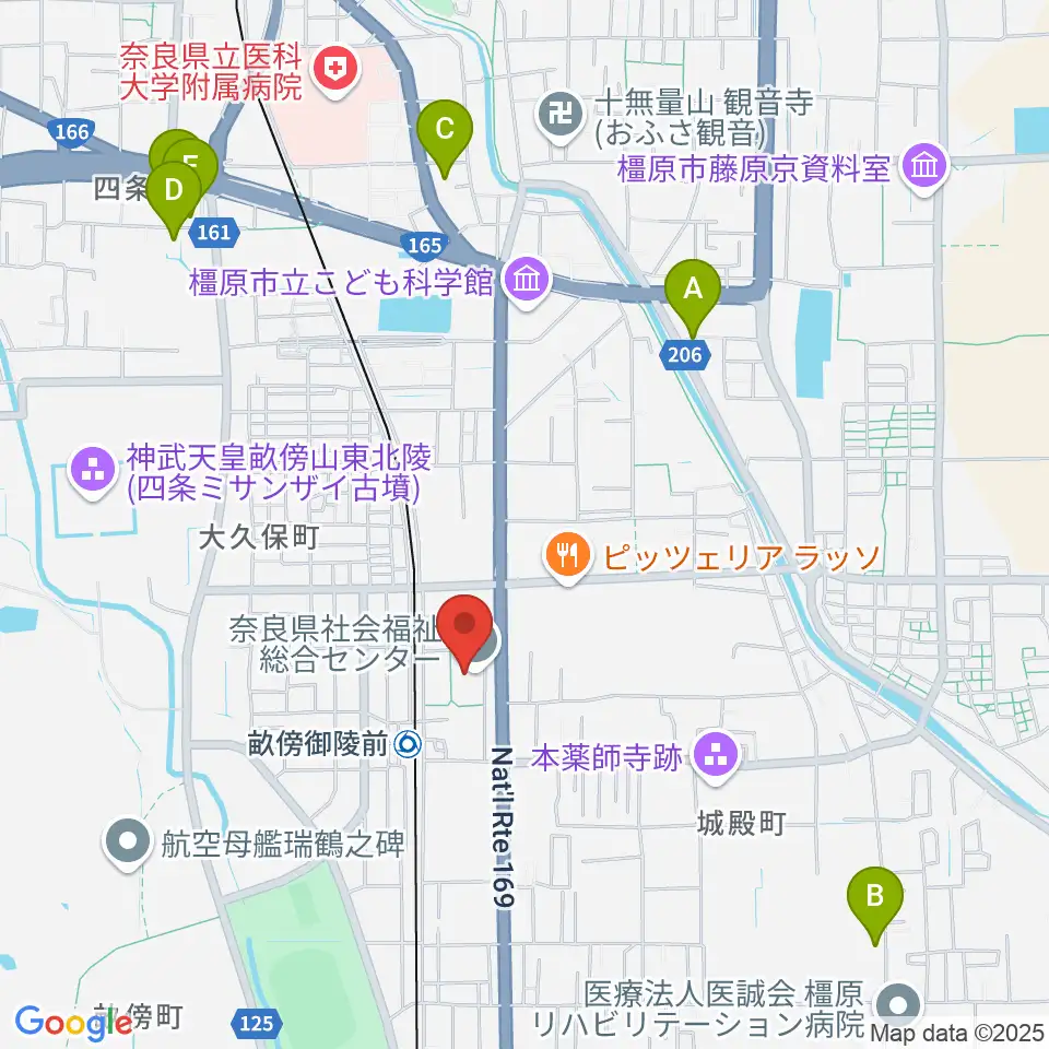 奈良県社会福祉総合センター周辺のホテル一覧地図