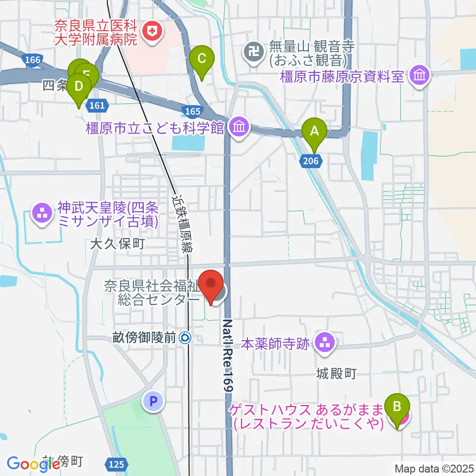 奈良県社会福祉総合センター周辺のホテル一覧地図