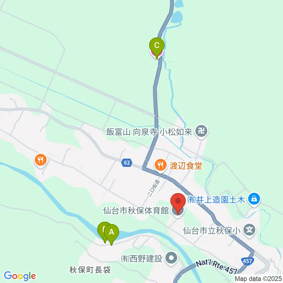仙台市秋保体育館周辺のホテル一覧地図