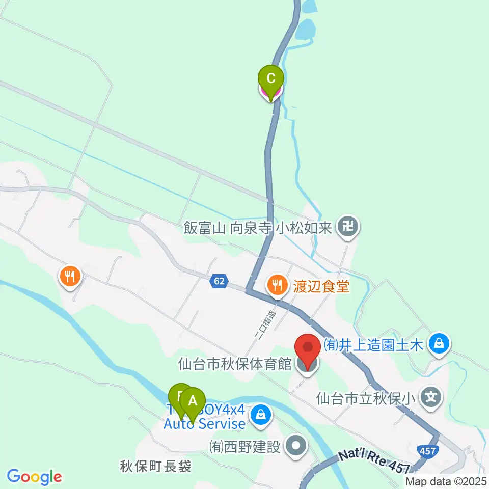 仙台市秋保体育館周辺のホテル一覧地図
