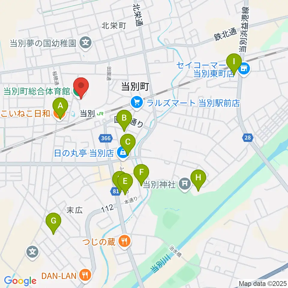 当別町総合体育館周辺のホテル一覧地図