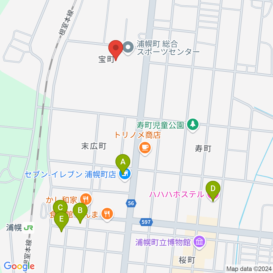 浦幌町総合スポーツセンター周辺のホテル一覧地図