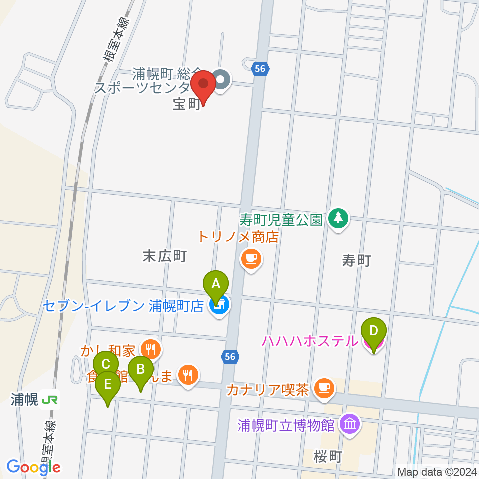 浦幌町総合スポーツセンター周辺のホテル一覧地図