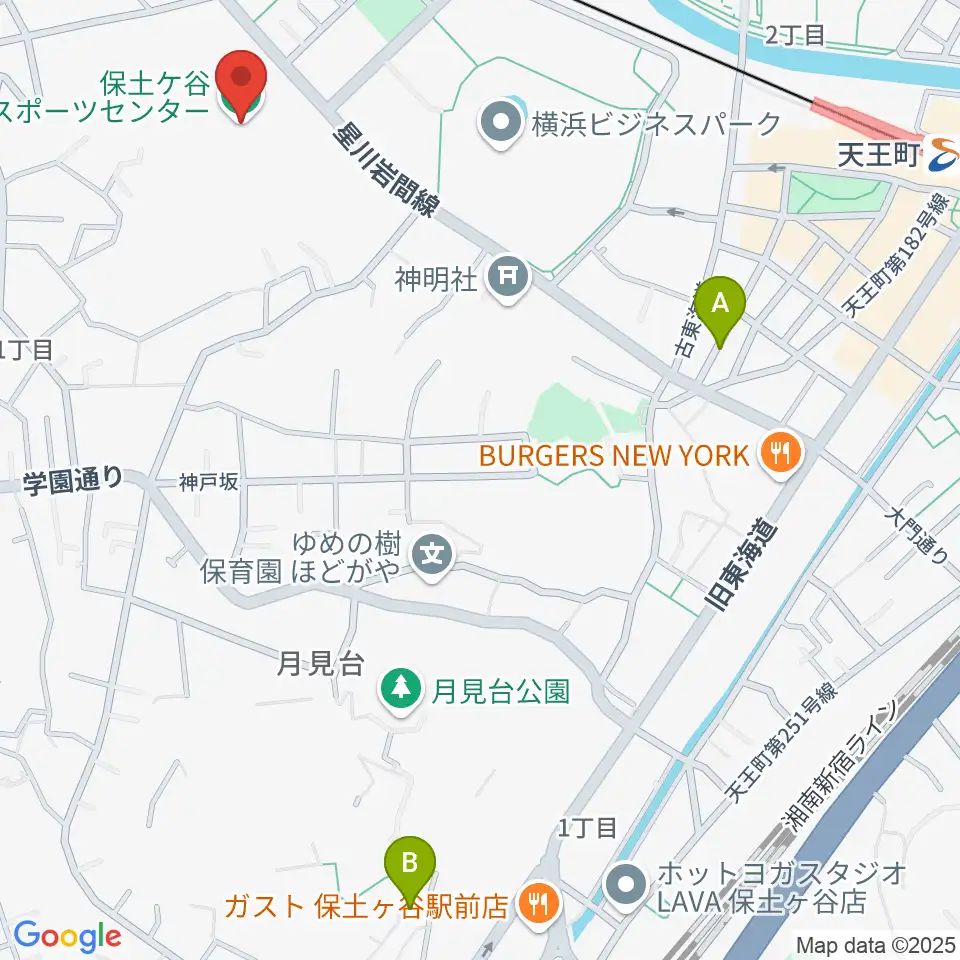 横浜市保土ケ谷スポーツセンター周辺のホテル一覧地図