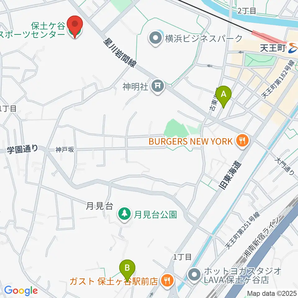 横浜市保土ケ谷スポーツセンター周辺のホテル一覧地図
