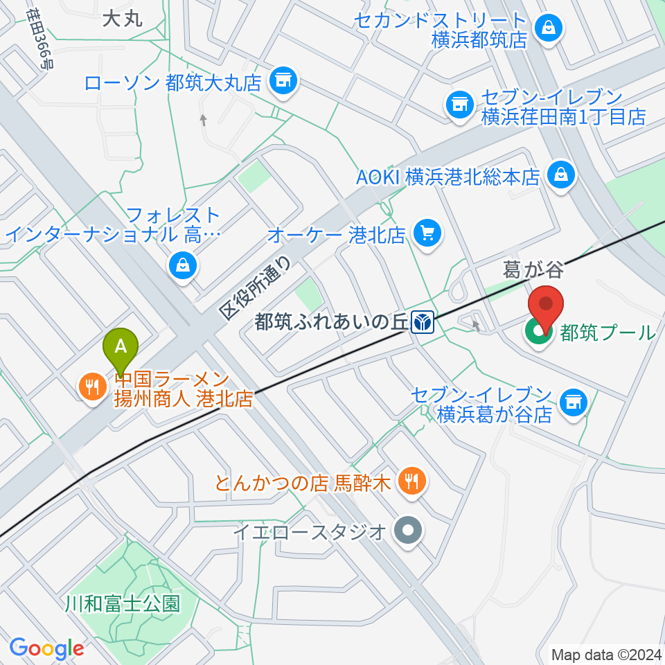 横浜市都筑プール周辺のホテル一覧地図