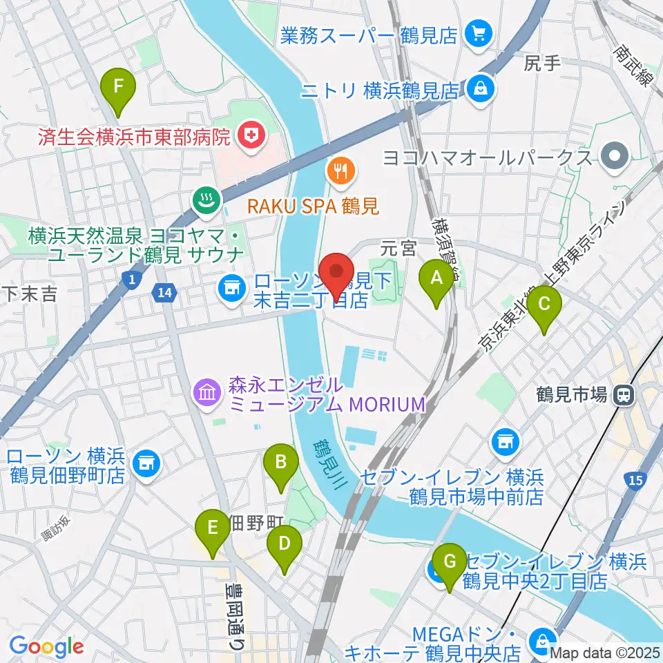 横浜市鶴見スポーツセンター周辺のホテル一覧地図