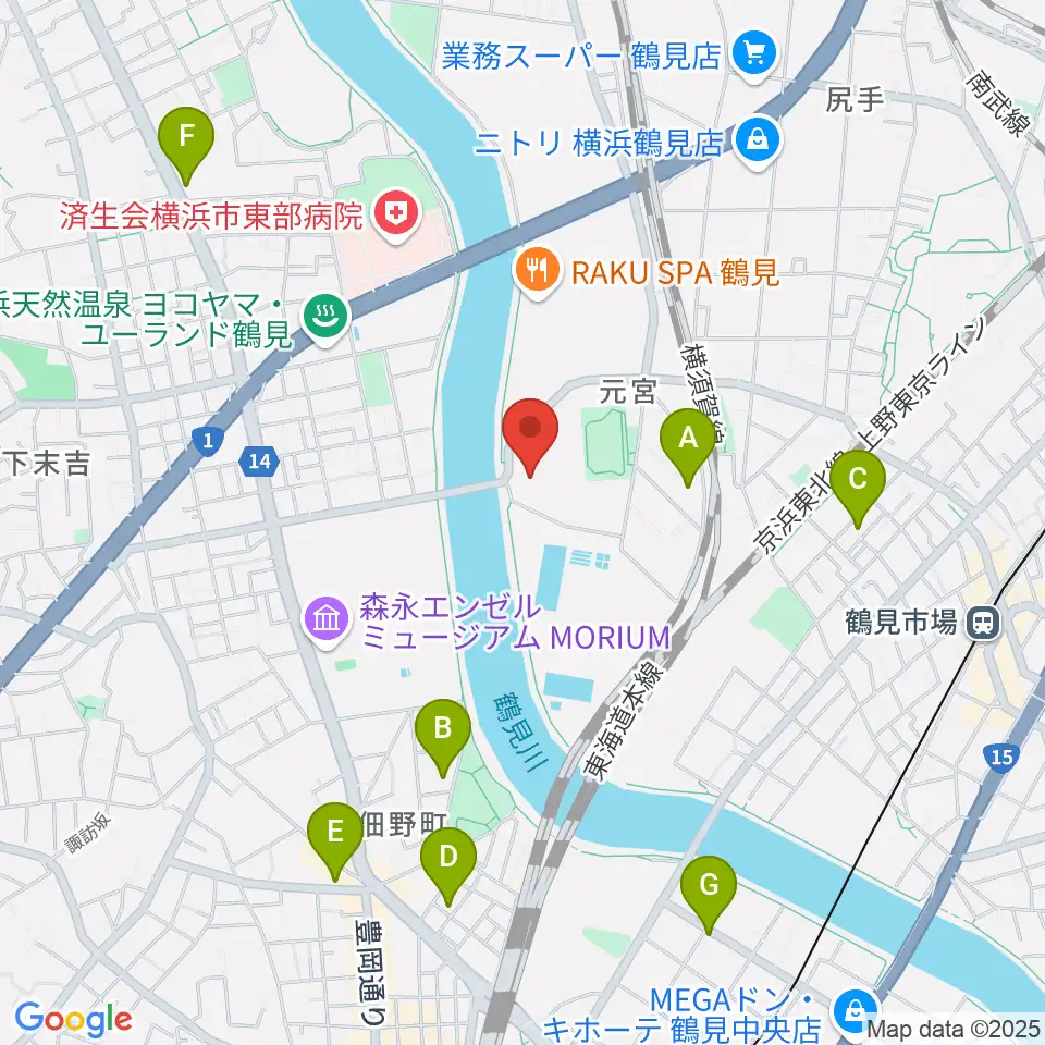 横浜市鶴見スポーツセンター周辺のホテル一覧地図