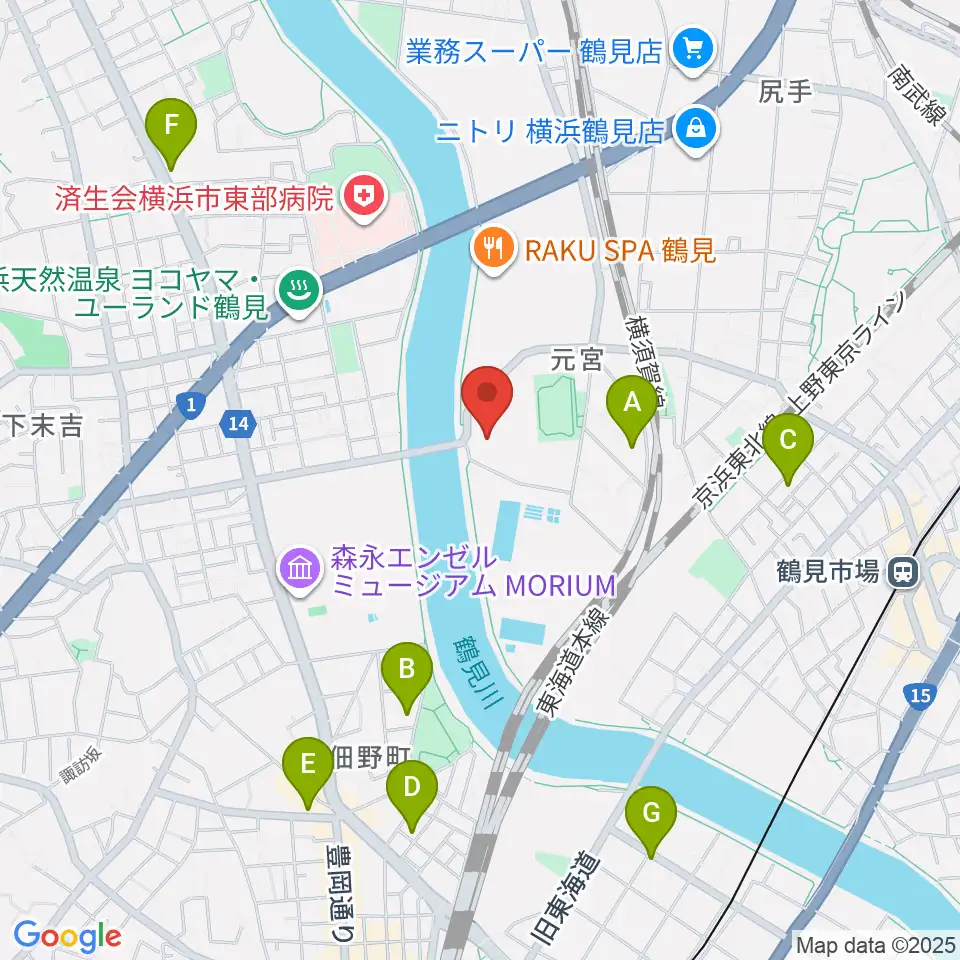 横浜市鶴見スポーツセンター周辺のホテル一覧地図