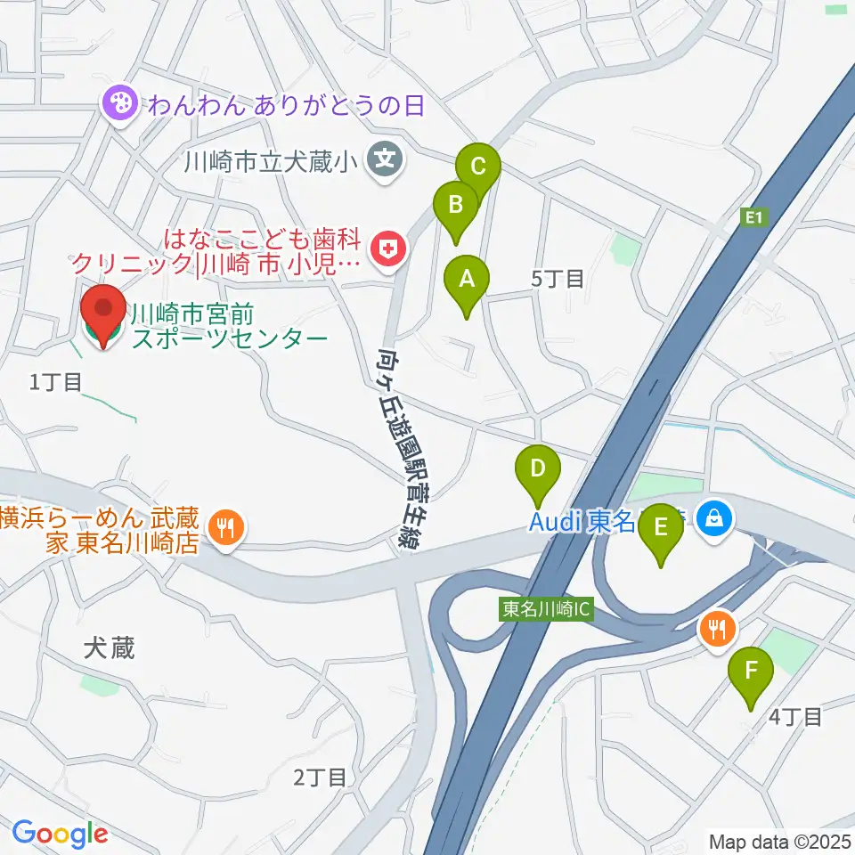 川崎市宮前スポーツセンター周辺のホテル一覧地図