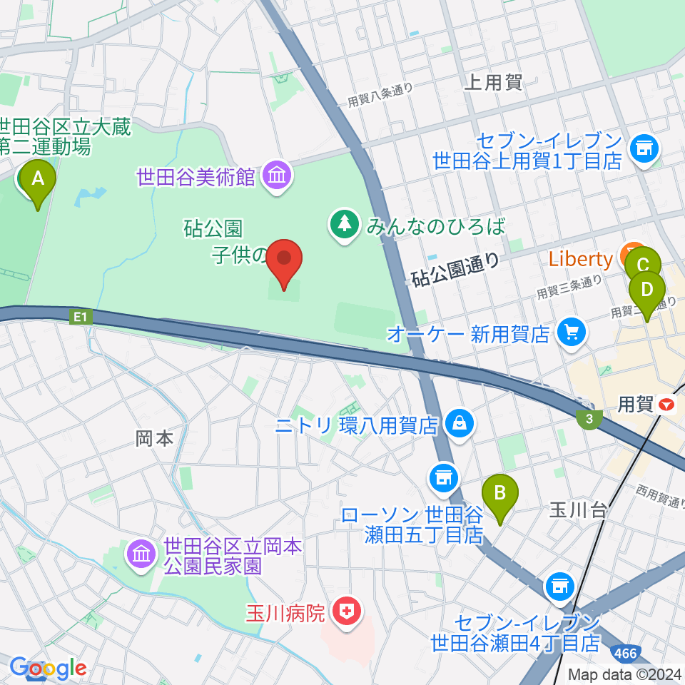 砧公園小サッカー場周辺のホテル一覧地図