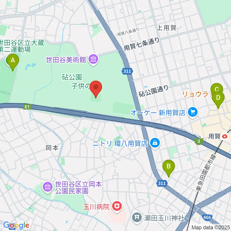 砧公園小サッカー場周辺のホテル一覧地図