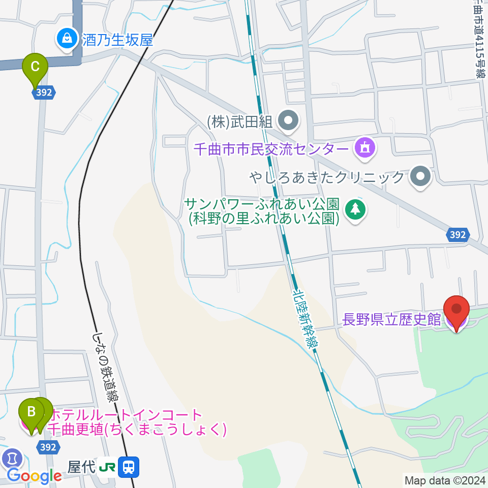 長野県立歴史館周辺のホテル一覧地図