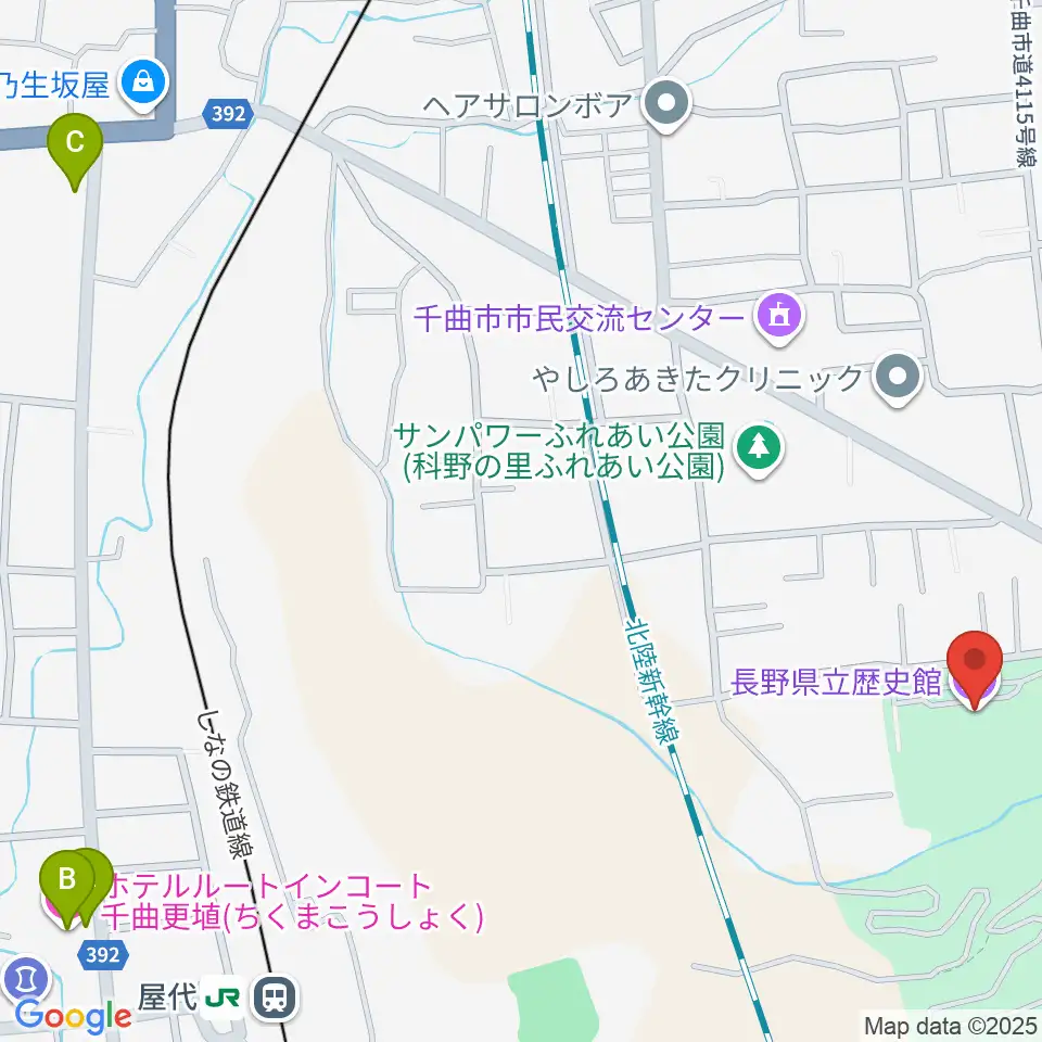 長野県立歴史館周辺のホテル一覧地図