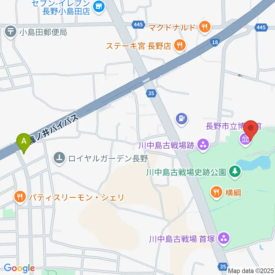 長野市立博物館周辺のホテル一覧地図
