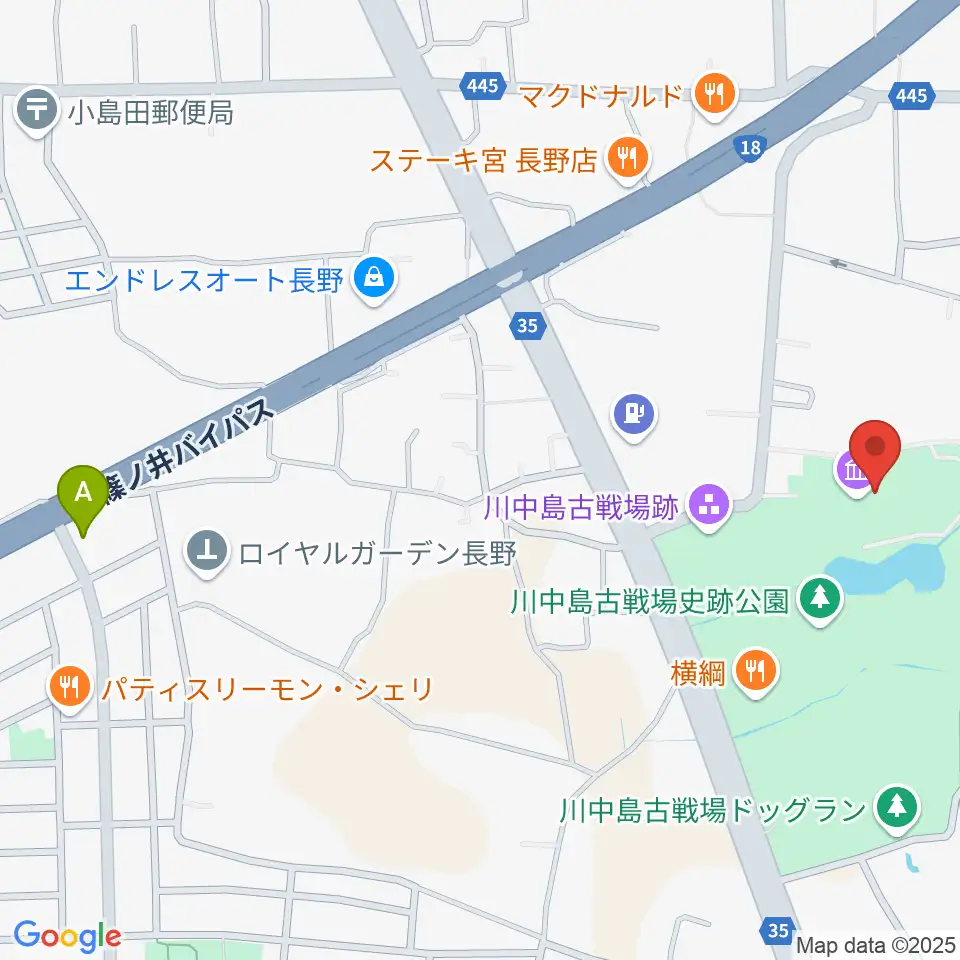 長野市立博物館周辺のホテル一覧地図
