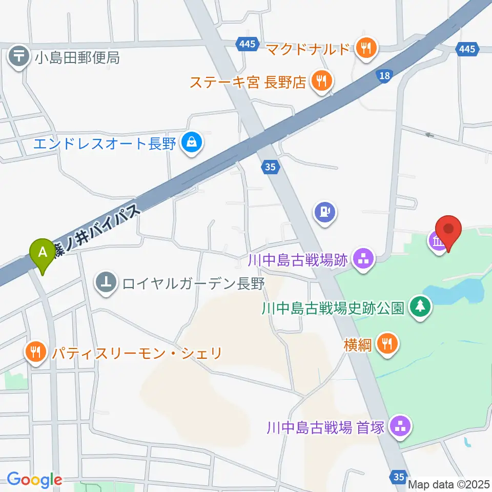 長野市立博物館周辺のホテル一覧地図