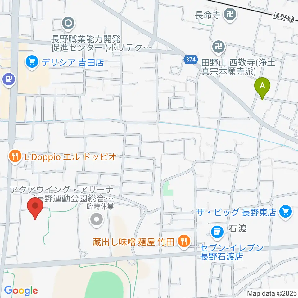 長野運動公園総合体育館周辺のホテル一覧地図