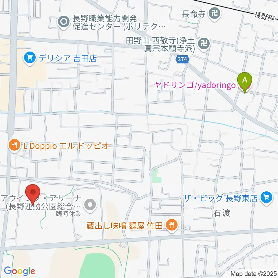 長野運動公園総合体育館周辺のホテル一覧地図