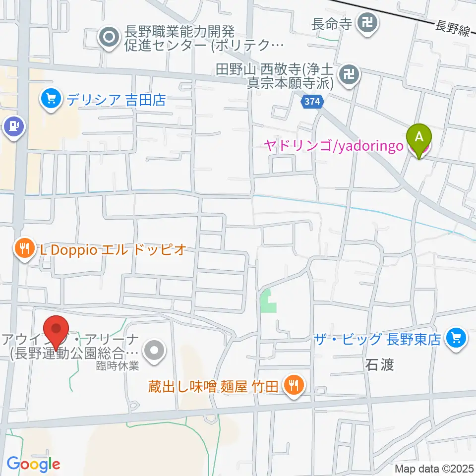 長野運動公園総合体育館周辺のホテル一覧地図