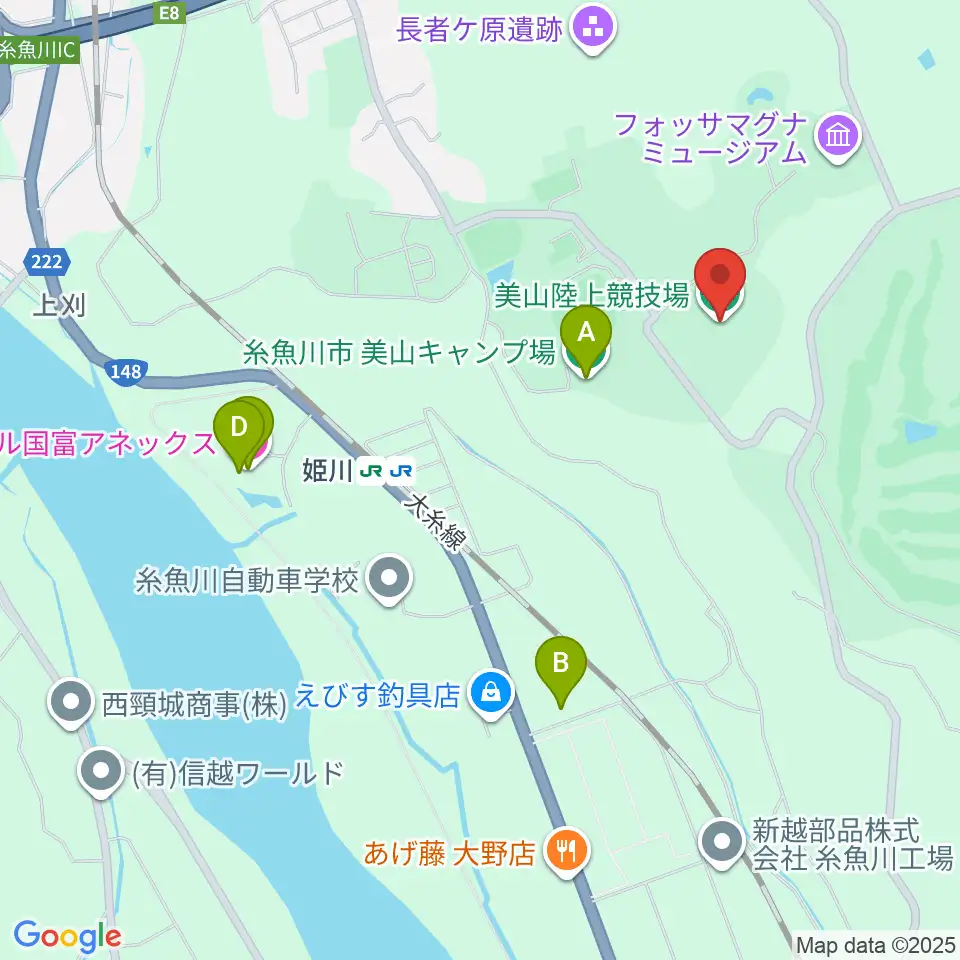 美山陸上競技場周辺のホテル一覧地図