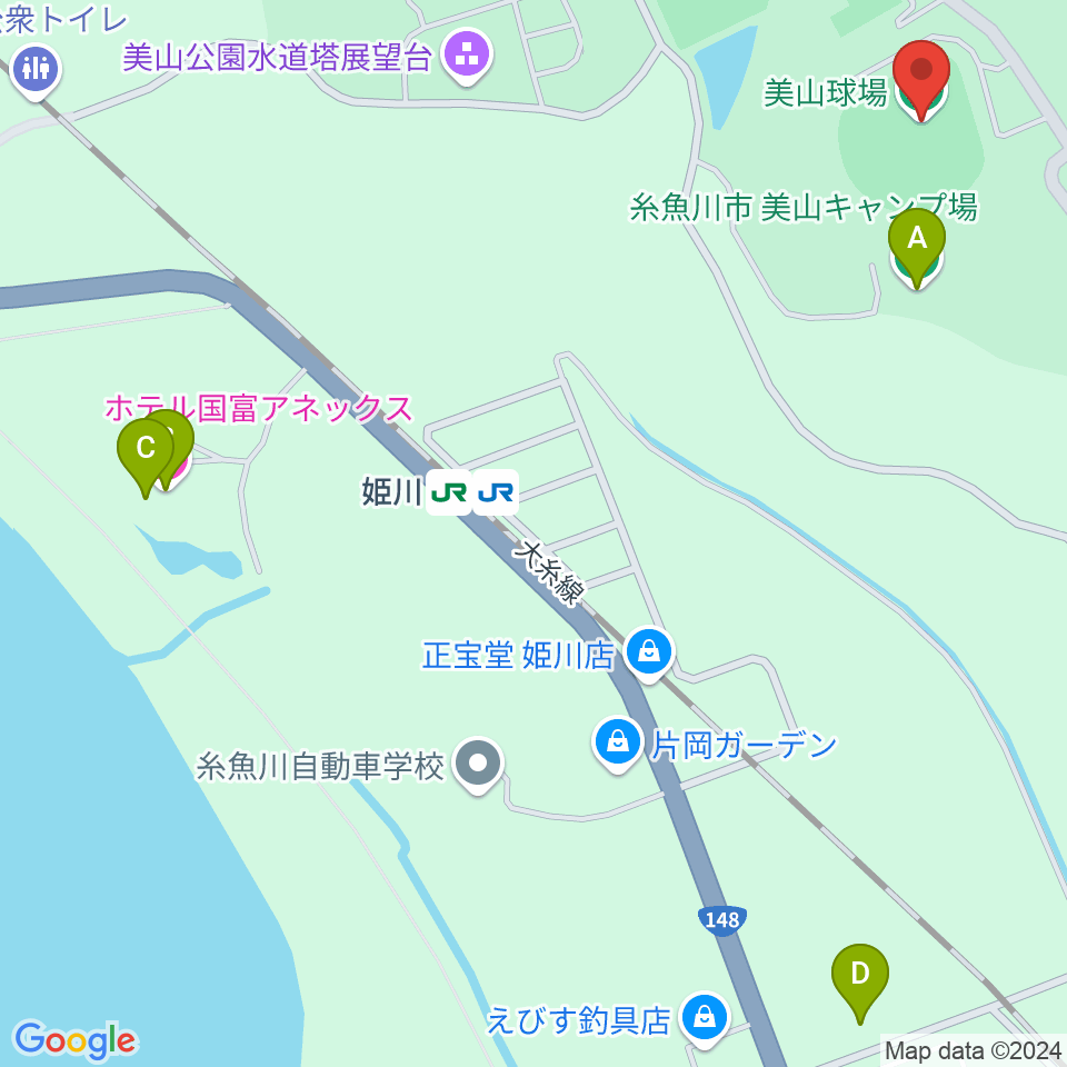 美山球場周辺のホテル一覧地図