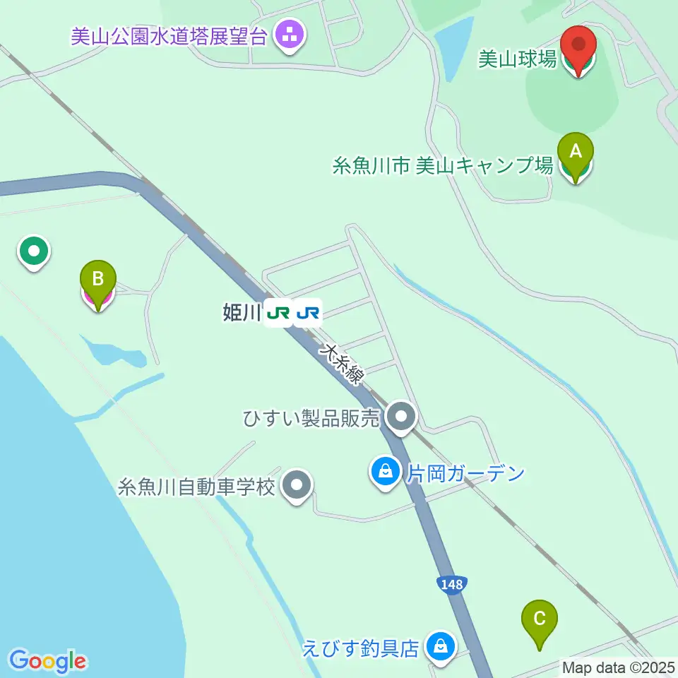 美山球場周辺のホテル一覧地図