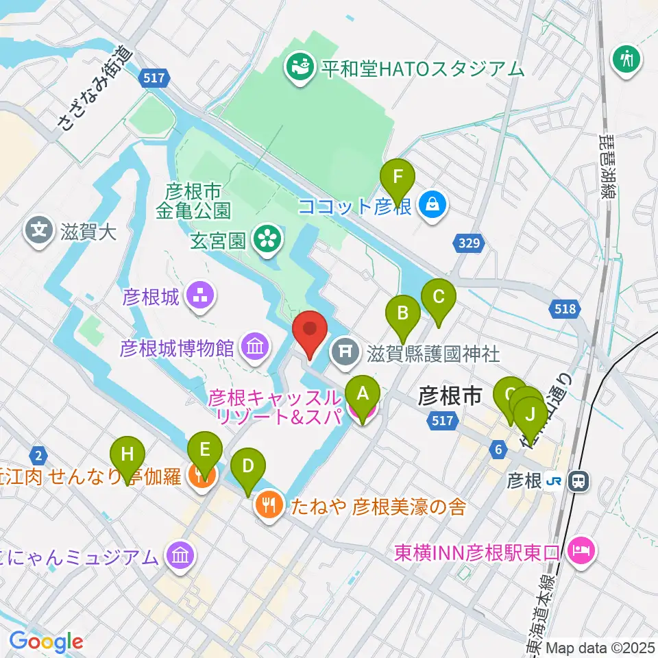 彦根市開国記念館周辺のホテル一覧地図