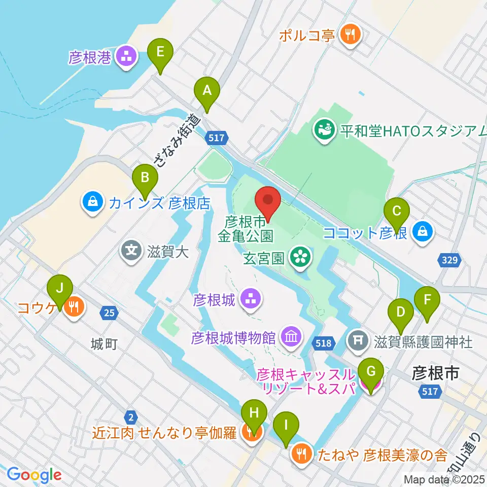金亀公園多目的グラウンド周辺のホテル一覧地図