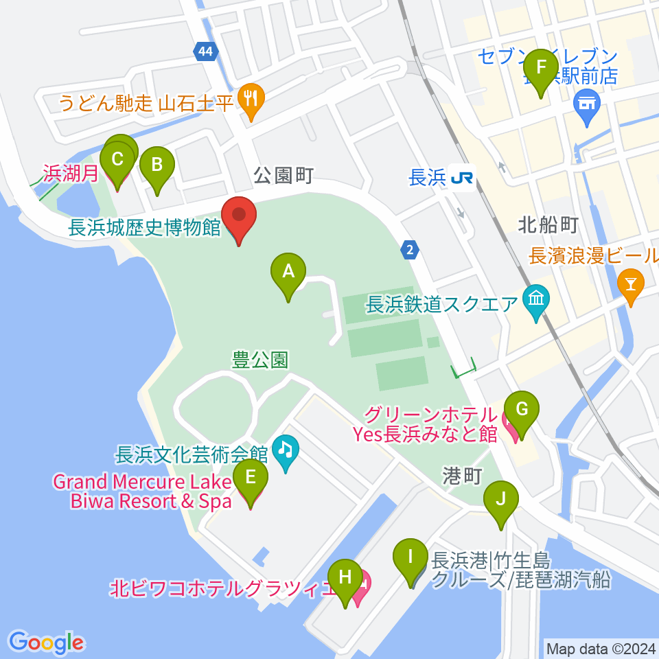 長浜城歴史博物館周辺のホテル一覧地図