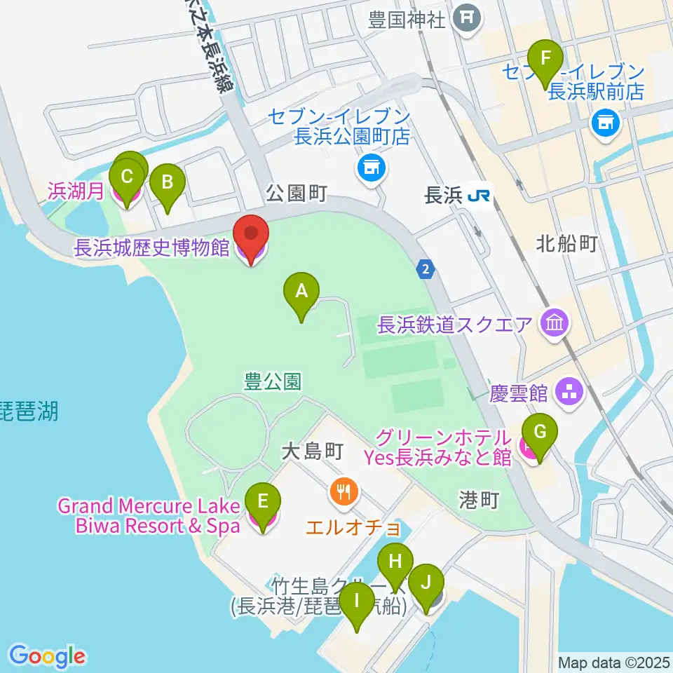 長浜城歴史博物館周辺のホテル一覧地図