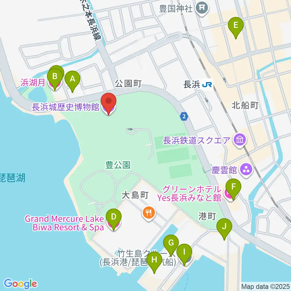 長浜城歴史博物館周辺のホテル一覧地図