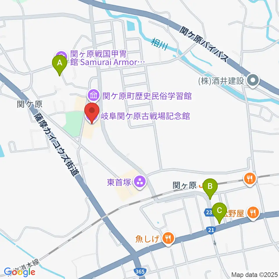 岐阜関ケ原古戦場記念館周辺のホテル一覧地図