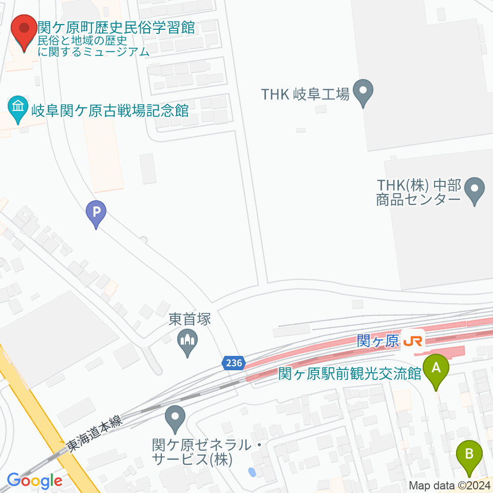 関ケ原町歴史民俗学習館周辺のホテル一覧地図